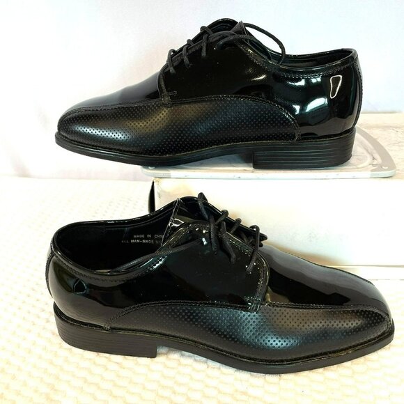 Barclay Shoe Co Jazz Oxford Men's After Six Black Patent Tuxedo Shoes Size 9.5 W - Picture 8 of 12